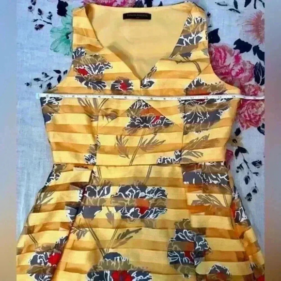 Banana Republic Gold Floral Print Fit and Flare Dress Women's Size‎ 0 - Picture 5 of 8